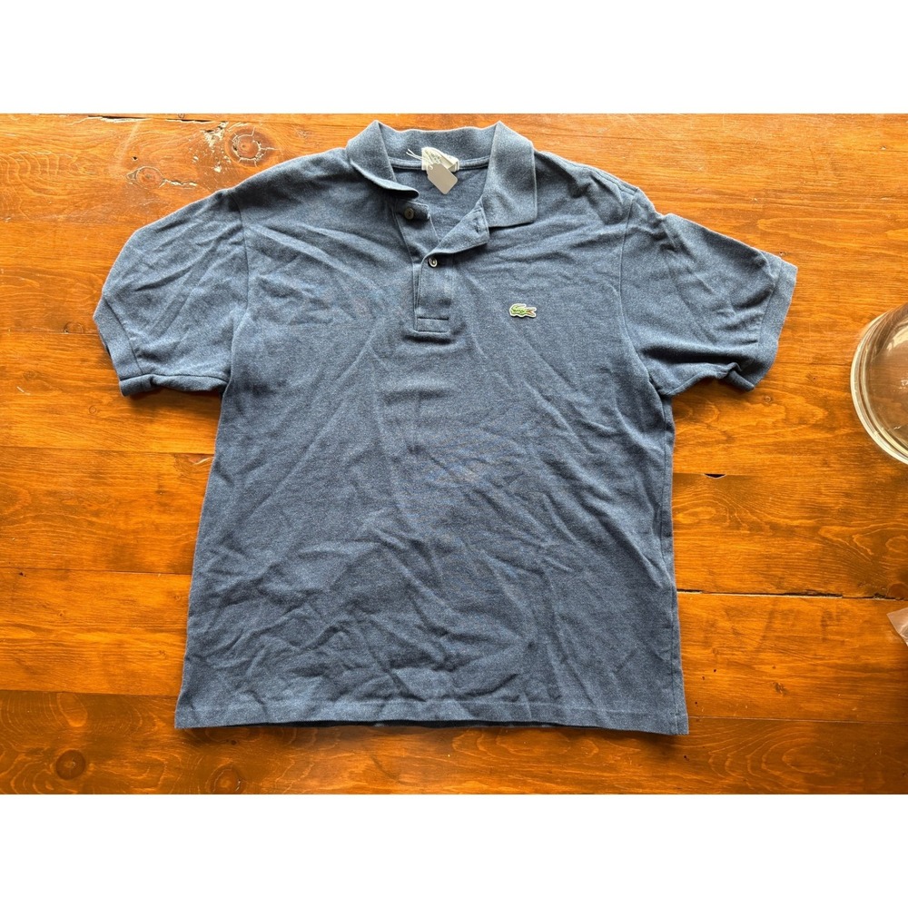 Lacoste Mens Blue Heather Pique Cotton Short Sleeve Polo Shirt Size 5 L F8455